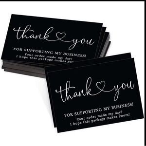 50 Black Thank You Cards with White Script